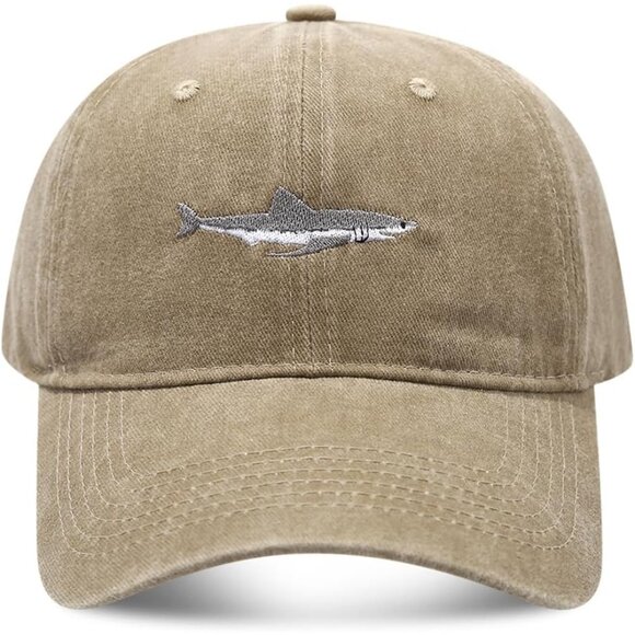 Women's Shark Khaki Fashion Baseball Cap Adjustable Strap Back Visor Sports Hat - Picture 3 of 7